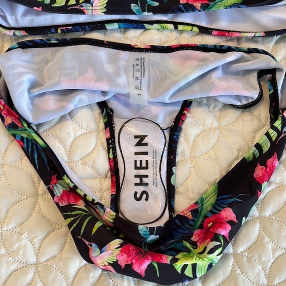 SHEIN Floral Strapless Bandeau Top Bikini Set New Size Large - Picture 3 of 10